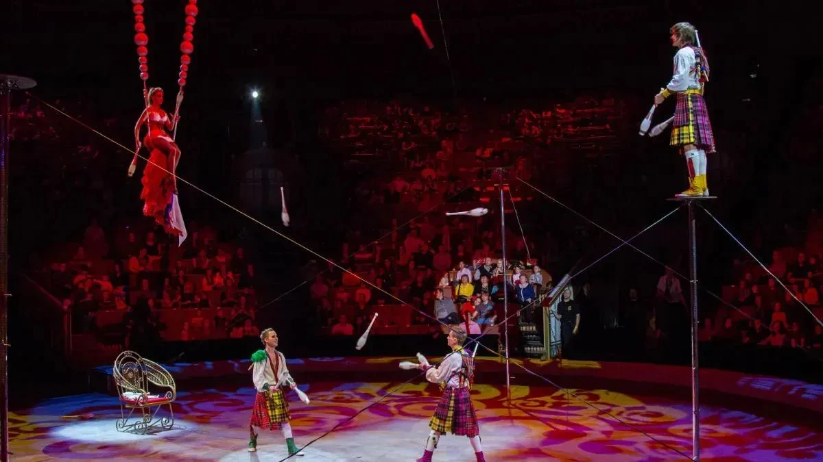 Афиша трансляции Цирковое представление с клоунами, акробатами и жонглерами